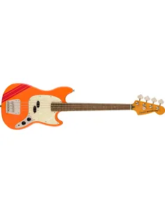 FSR Classic Vibe '60s Competition Mustang® Bass, Laurel Fingerboard, White Pearloid Pickguard, Capri Orange with Dakota Red Stri